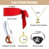 Costume Pirate Accessoire,Accessoires de Costume de Pirate,Jeux dAccessoires de Costume de Pirate,avec Foulard de Pirate,Bou