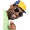 Kit daccessoires de déguisement sur le thème des années 90 BEL AIR PRINCE - Casquette de baseball bleu & jaune + lunettes de