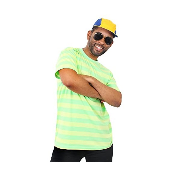 Kit daccessoires de déguisement sur le thème des années 90 BEL AIR PRINCE - Casquette de baseball bleu & jaune + lunettes de