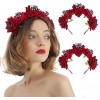 Halloween Couronne de Fleurs Sorcière Bandeau Couronne Gothique Medieval Guirlande Florale Vintage Serre-tête Couvre Chef de 