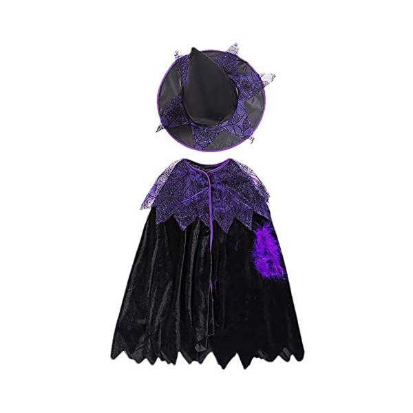 YUANXING sorcière pour filles - Accessoires pour déguisements en sorcière dHalloween - Fancy Witch Halloween Dress Up Set po