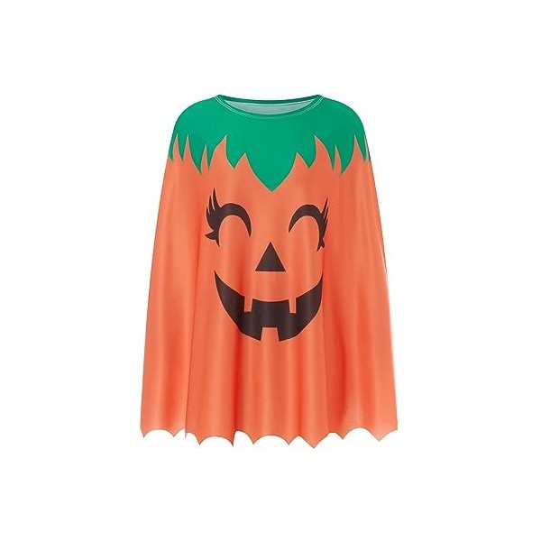 WUOOYOQ Costume de pancho citrouille dHalloween mignonne cape fantôme citrouille cape accessoire de fête pour enfants et adu