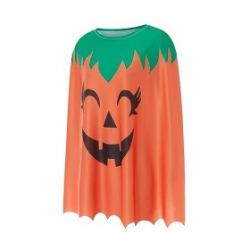 WUOOYOQ Costume de pancho citrouille dHalloween mignonne cape fantôme citrouille cape accessoire de fête pour enfants et adu