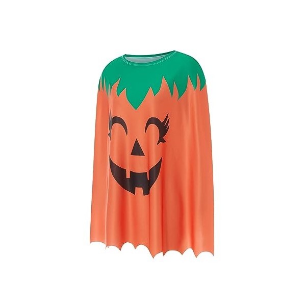 WUOOYOQ Costume de pancho citrouille dHalloween mignonne cape fantôme citrouille cape accessoire de fête pour enfants et adu