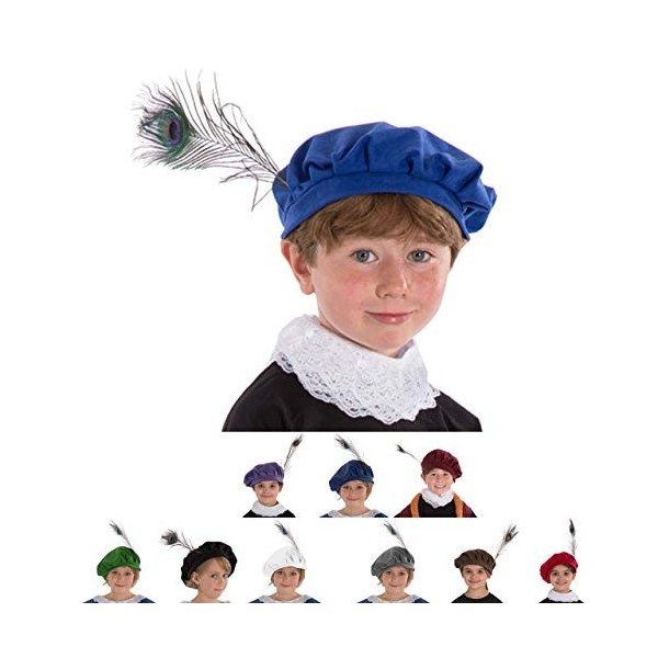 Charlie Crow Chapeau Tudor Accessoire de costume pour enfants | Dix couleurs | Taille unique 3-12 ans Blanc 