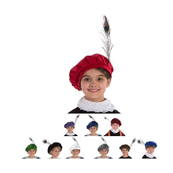 Charlie Crow Chapeau Tudor Accessoire de costume pour enfants | Dix couleurs | Taille unique 3-12 ans Blanc 