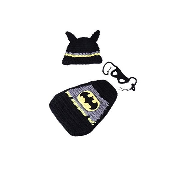 Lily&her Friends – Costume une pièce pour nouveau-né fait à la main Batman Costume pour photographie de bébé, ensemble de cap