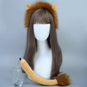 SunaOmni Ensemble Oreilles Et Queue De Lion, Accessoires De Cosplay De Lion, Bandeau Et Queue doreilles De Lion
