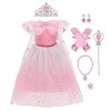 IBTOM CASTLE Déguisements Princesse Elsa Anna Robe à Manches Courtes Enfant Fille Cosplay Glace Reine des Neige Costume et Ac