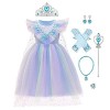 IBTOM CASTLE Déguisements Princesse Elsa Anna Robe à Manches Courtes Enfant Fille Cosplay Glace Reine des Neige Costume et Ac