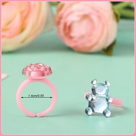 Firtink Lot de 50 anneaux de jouets pour filles réglables pour petites filles - Cristal - Bijoux de princesse - Accessoires d