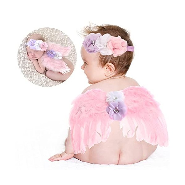 EQLEF® Belle Angel Baby Feather Butterfly Wings Newborn Photo Prop Filles Accessoires Cheveux