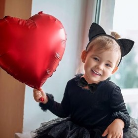 Fennoral 4pcs Costume Chat Noir Filles Costume Chat pour Enfants Kit Déguisement Chat Chaton Cosplay Oreilles Chat Bandeau No