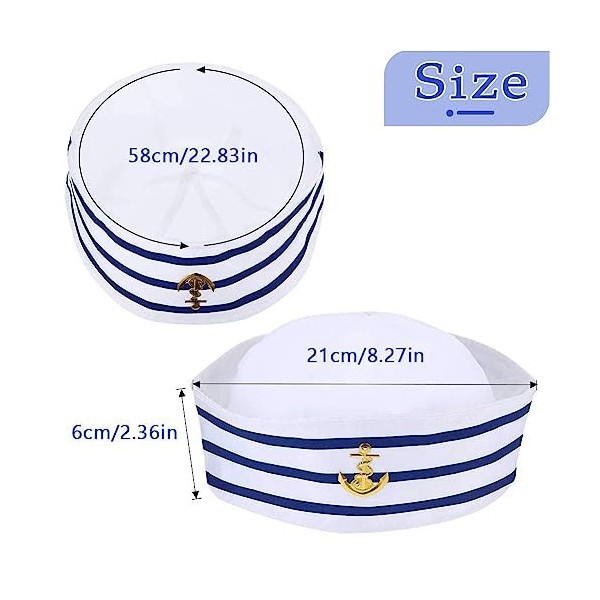 Chapeau de Marin Chapeau de Capitaine de Yacht Bleu Blanc Chapeau de Matelot pour Accessoire de Déguisement pour Accessoire d