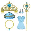 Vicloon Princesse Dress Up Accessoires,8pcs Elsa Cadeau Set pour Costume dElsa -Gants/Diadème/Baguette Magique/Bague/Boucles