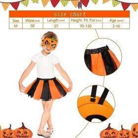 Fennoral 2pcs Pumpkin Costume Set Costume de citrouille dHalloween Costume de citrouille fille-Masque de Citrouille et Tutu 
