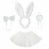 VIKSAUN 4Pcs Costume Lapin, Ensembles Lapin Déguisement Serre-Tête Bandeau Oreilles de Lapin,Cravate,Queue en Peluche Set Cos