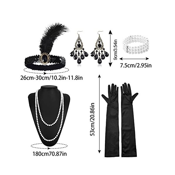 VIKSAUN 5 Pièces 1920 Accessories, Accessoire Annee 20, 1920 Flapper Great Gatsby Accessoires, Années 1920 Accessoires Gatsby