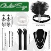 HEAWAA Année 20 Accessories, 6Pcs 1920s Accessoires de Déguisement avec Bandeau Flapper Bracelet Collier de Perles Gants Bouc