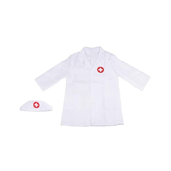 Sharplace Blouse Docteur Enfants Jeu dImitation Jouet Deguisement Docteur Costume Blouse Blanche Enfant, Blanc, 60x43cm