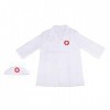 Sharplace Blouse Docteur Enfants Jeu dImitation Jouet Deguisement Docteur Costume Blouse Blanche Enfant, Blanc, 60x43cm