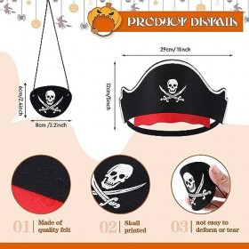 EnixwH 12 Pcs Pirate Accessoires Set, Pirate eye Patch Chapeau de Pirate, Deguisement Pirate Enfant, Enfants Pirate Anniversa