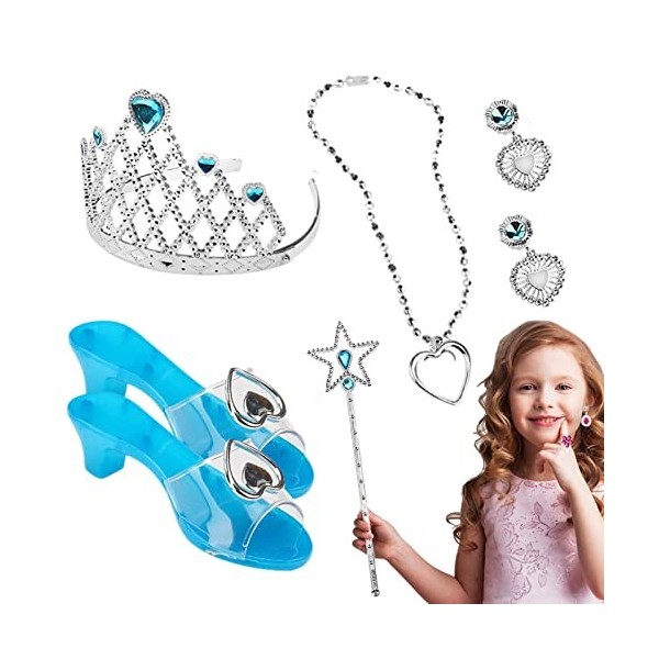 LINGJIONG Princesse Et Chaussures Dhabillage, Princesse Dress Up Accessoires-Chaussures/Diadème/Collier/Boucles doreilles/B