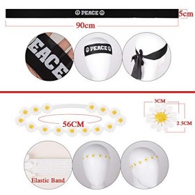 MEJOSER 2 Ensembles de Hippie Costume Set Lunettes Vintage, Collier de la Paix, Hippie Bandeau Style des années 60 70 Partie 
