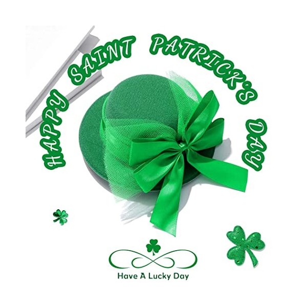 Chaioe Fête de la Saint-Patrick Pinces à cheveux Chapeau à nœuds vert irlandais Barrettes Accessoires pour cheveux pour la fê