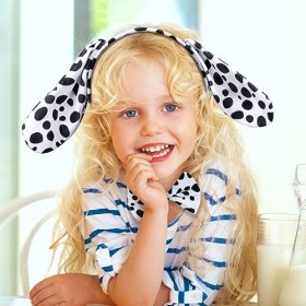 Landifor 4pcs Dalmatian Costume Set Dalmatian Costume Disguise Set Dalmatian Cloak Kids-Bandeau Chien à Cornes Queue Papillon