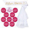 Kit de Accessoire Enterrement de Vie de Jeune Fille 1pcs Voile de Mariage Blanc avec Peigne + 1pcs Écharpe + 1pcs Badge “Futu