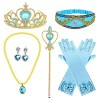 Monissy Enfant Accessoires Déguisement Aladdin Princesse Jasmine Serre-tête Couronne Boucles doreilles Collier Gants Noeuds 