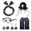 TSHAOUN Années 50 Costume Accessoires, 6 Pcs Années 50 Costume Accessoires Set, Ensemble d’Accessoires de Costume des Années 