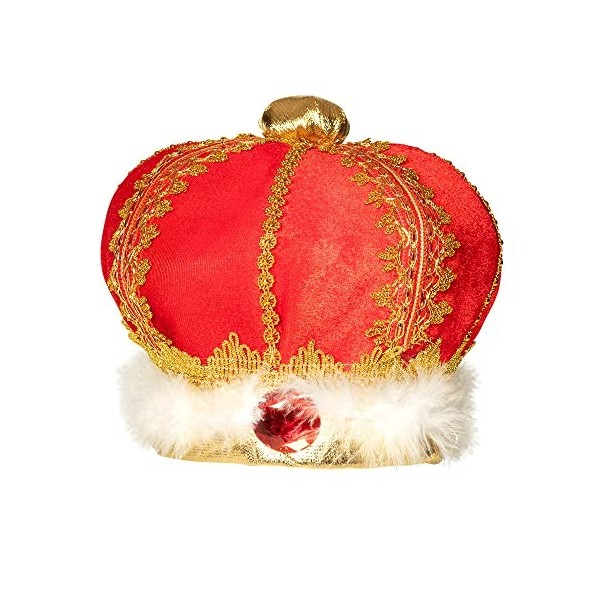 Boland 01237 - Chapeau roi, couronne, cérémonie, rouge, velours, doux, or, pierres précieuses, carnaval, Halloween, carnaval,