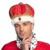 Boland 01237 - Chapeau roi, couronne, cérémonie, rouge, velours, doux, or, pierres précieuses, carnaval, Halloween, carnaval,