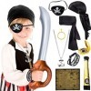 JeVenis Costume de garçon pirate Accessoires pirates pour enfants Costume du capitaine pirate Chapeau pirate Eye Cover Pirate