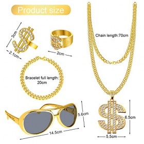 Kit de Costume Hip Hop ，Accessoires de Rappeur Ensemble de costumes Hip Hop，Deguisement Hip Hop pour Anniversaires Fêtes Carn