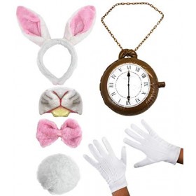 LUXE ADULTE AU PAYS DES MERVEILLES LAPIN ACCESSOIRE DÉGUISEMENT ENSEMBLE LAPIN SERRE-TÊTE OREILLES+NŒUD PAPILLON+DUVETEUX LAP