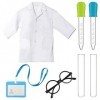 Ensemble de costume scientifique 7 pièces pour enfants, kit de costume de médecin, accessoires de jeu de rôle, blouse de labo