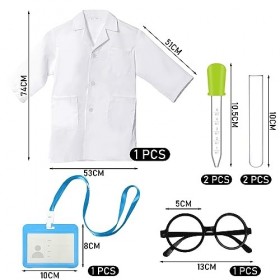 Ensemble de costume scientifique 7 pièces pour enfants, kit de costume de médecin, accessoires de jeu de rôle, blouse de labo