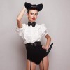 Relaxdays, noir Chat en lot de 3, Serre-tête à oreilles en peluche, Noeud-papillon, Accessoire de costume, Adulte unisexe, 10