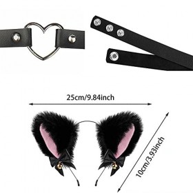 Chat Oreille Bandeau Faux Oreilles Bandeau Cheveux Hoop avec Collier Ras Du Cou Femmes Filles Cheveux Accessoires Déguisement