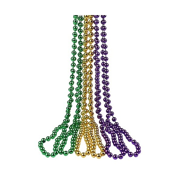 AOVNA Collier de perles assorties Mardi Gras - Collier de perles de carnaval - Fil de perles coloré fluo pour accessoires de 