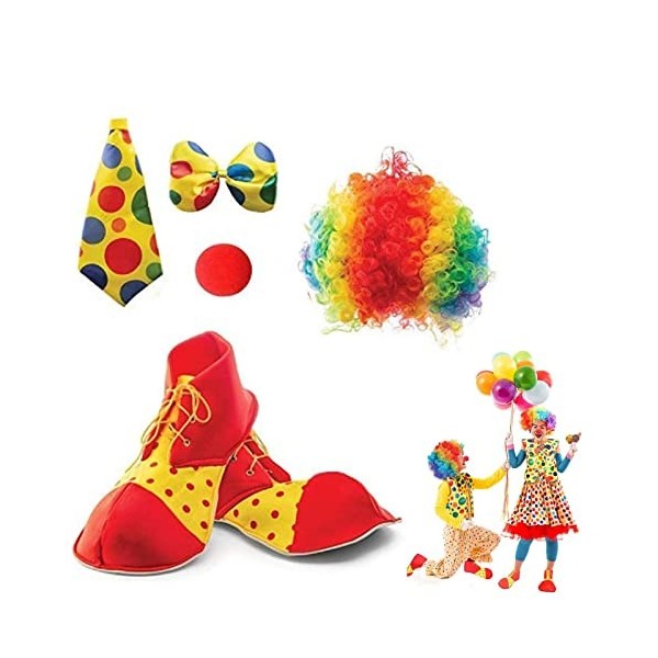 Keptfeet Clown - Costume Clown pour Enfants Halloween,Nez Clown Accessoires Noeud Papillon pour Garçons et Filles, Fourniture