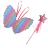 Amosfun Lot de 2 accessoires de costume de princesse pour déguisement, ailes de papillon, baguette, bijoux de fête pour dégui