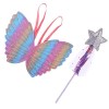 Amosfun Lot de 2 accessoires de costume de princesse pour déguisement, ailes de papillon, baguette, bijoux de fête pour dégui