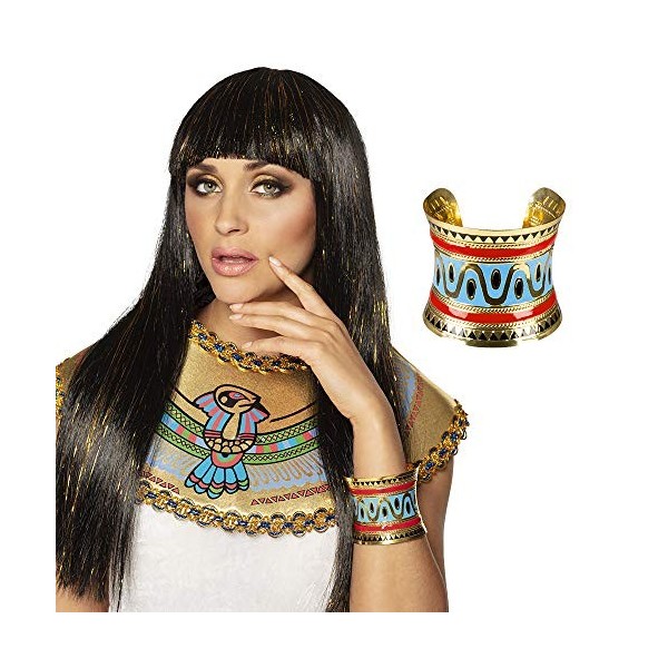 Boland 64519 – Bracelet Egypte 1 pièce taille unique or dessin égyptien, Nil bijoux fantaisie bracelet accessoire costume cos