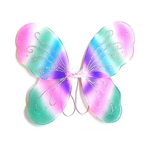 KIRALOVE - Ailes de Papillon - Accessoire de Costume - Déguisement - Carnaval - Halloween - Théâtre - Fée - Multicolore - 3-7