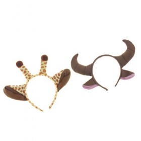 Amosfun Lot de 2 costumes de zoo en peluche avec oreilles de girafe, serre-tête, corne de bœuf, accessoire de déguisement pou