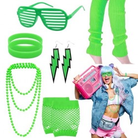 Lot de 10 accessoires de costume des années 80 pour femme, ensemble daccessoires de costume des années 80 avec collier, bouc